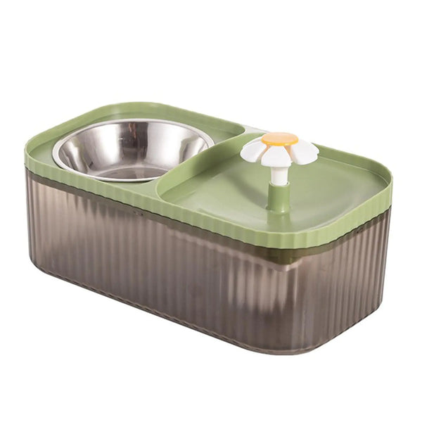 2 in 1 Cat Water Fountain and Food BowlCat Fountain Water BowlPet Water Bowl FountainAutomatic Pet Water DispenserCat Food and Water Bowl SetCat Feeding and Watering Supplies(Green)